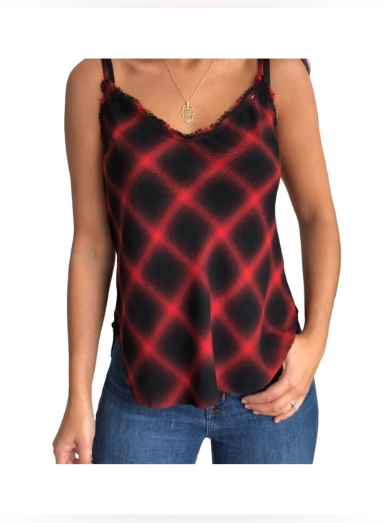 Bella Dahl Tops - Bella Dahl Buffalo Print Tank with Raw Edge Detail